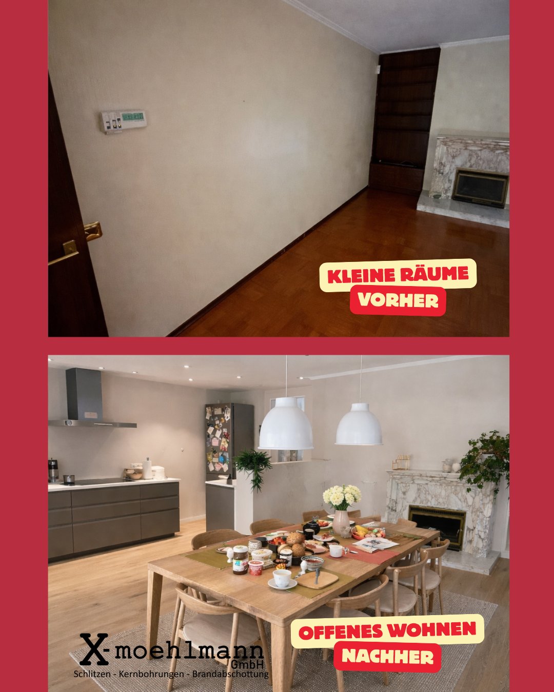 Küchen-Durchbruch – Vorher Nachher